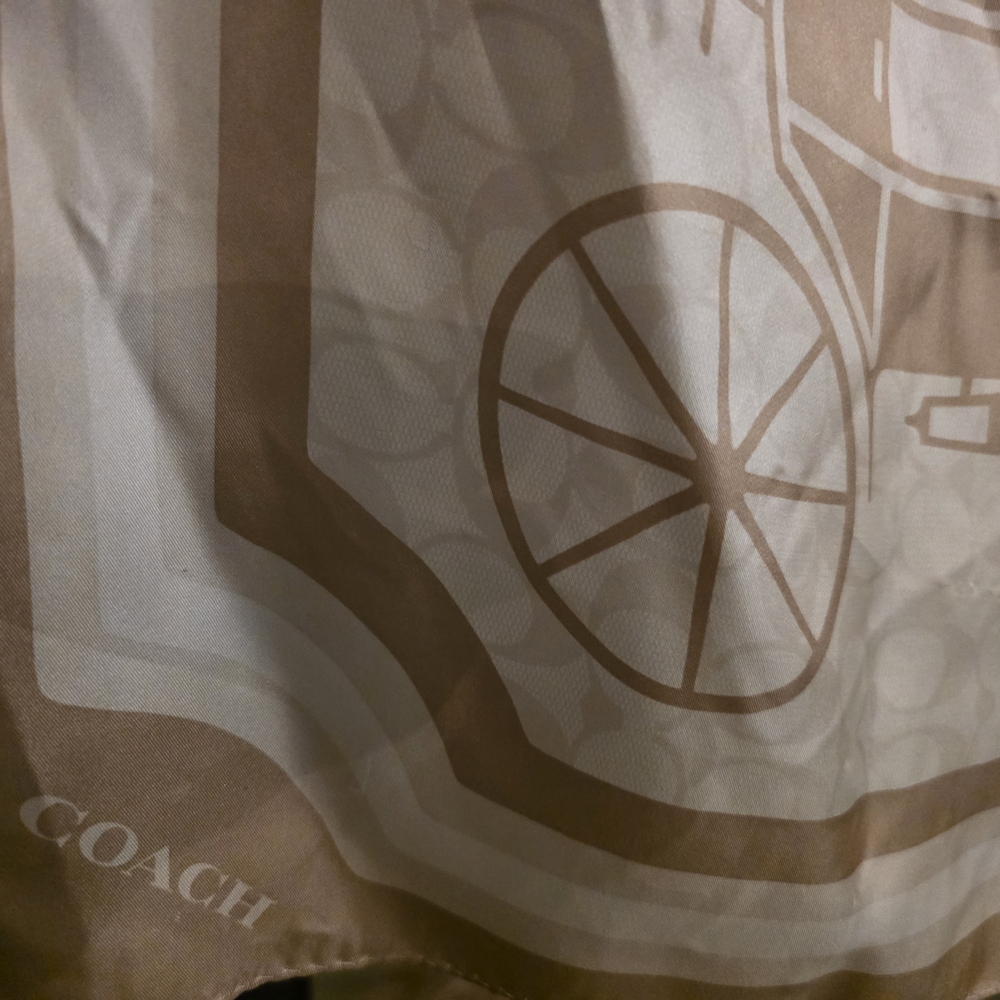 Coach Beige and Cream Carriage Print Scarf - Picture 2 of 3